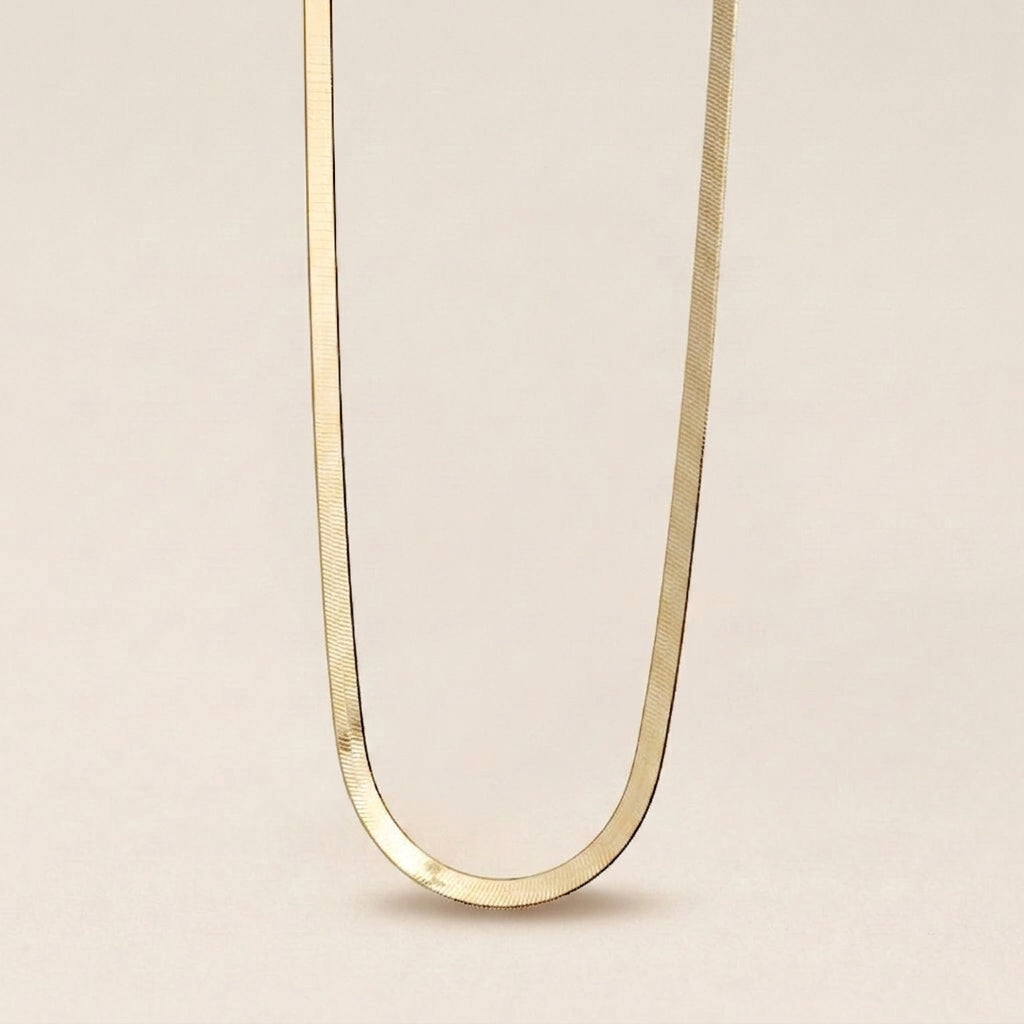 Classic Flat Herringbone Gold Chain
