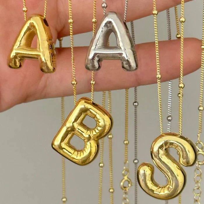 Bubble Letter Initial Necklace