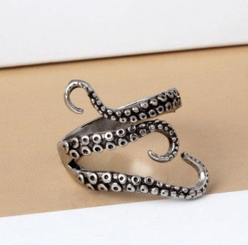 Silver Octopus Tentacle Wrap Ring