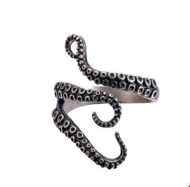 Silver Octopus Tentacle Wrap Ring
