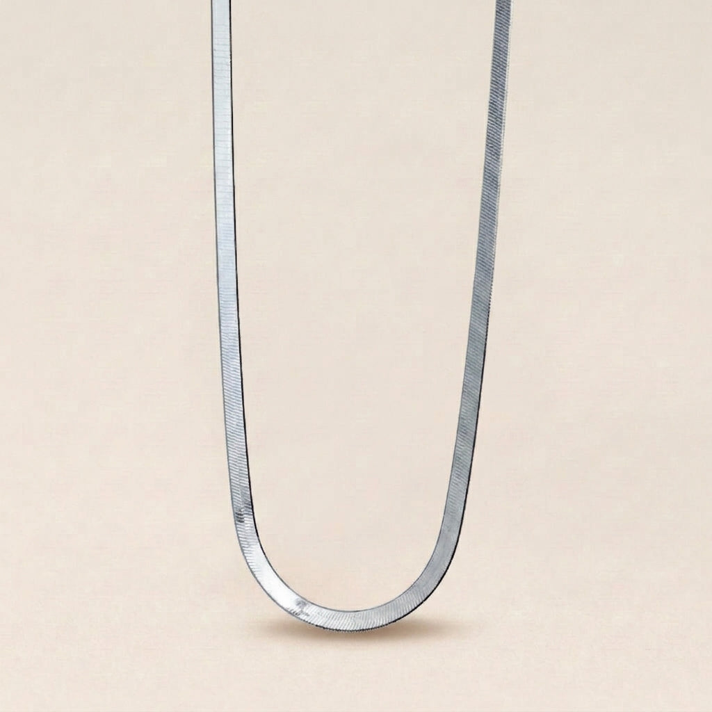 Classic Flat Herringbone Silver Chain