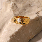 Gold Dome Pearl Ring