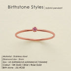 Dainty Gold Birthstone Solitaire Crystal Ring
