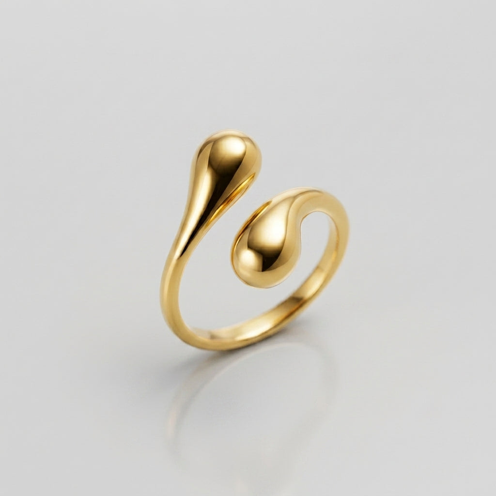 Gold Double Teardrop Wrap Ring