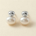 Silver Pearl Stud Earrings