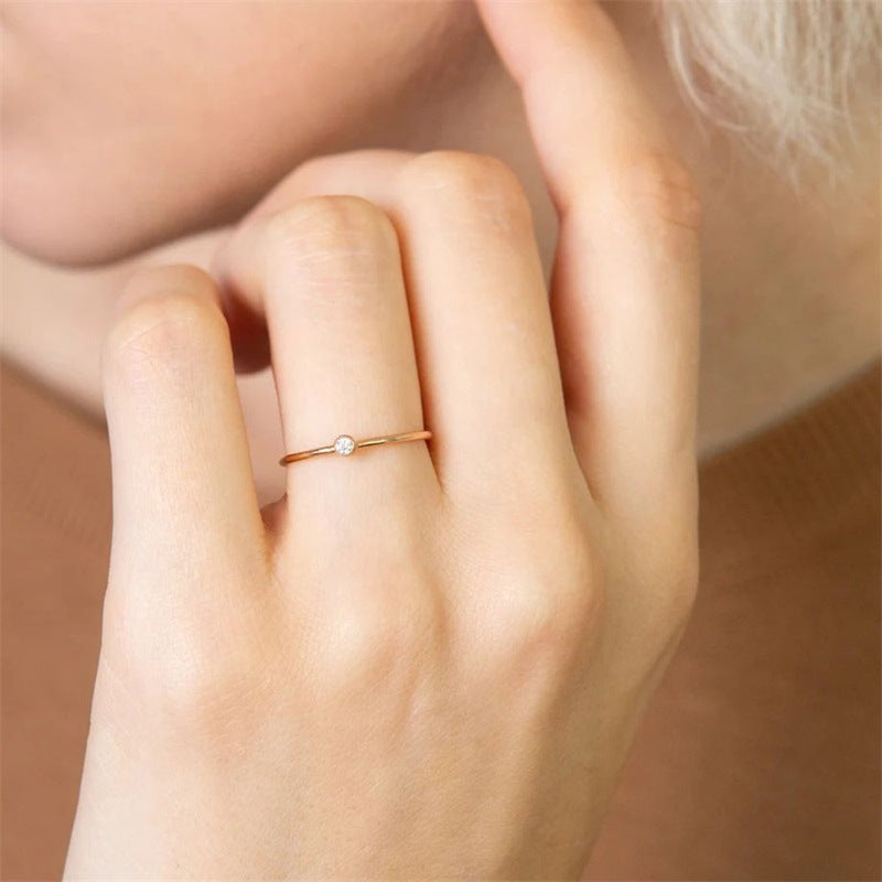 Dainty Gold Birthstone Solitaire Crystal Ring