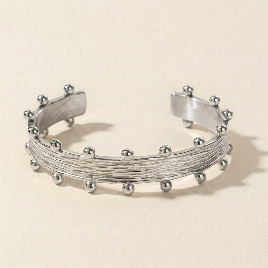 Textured Silver Cuff Bracelet