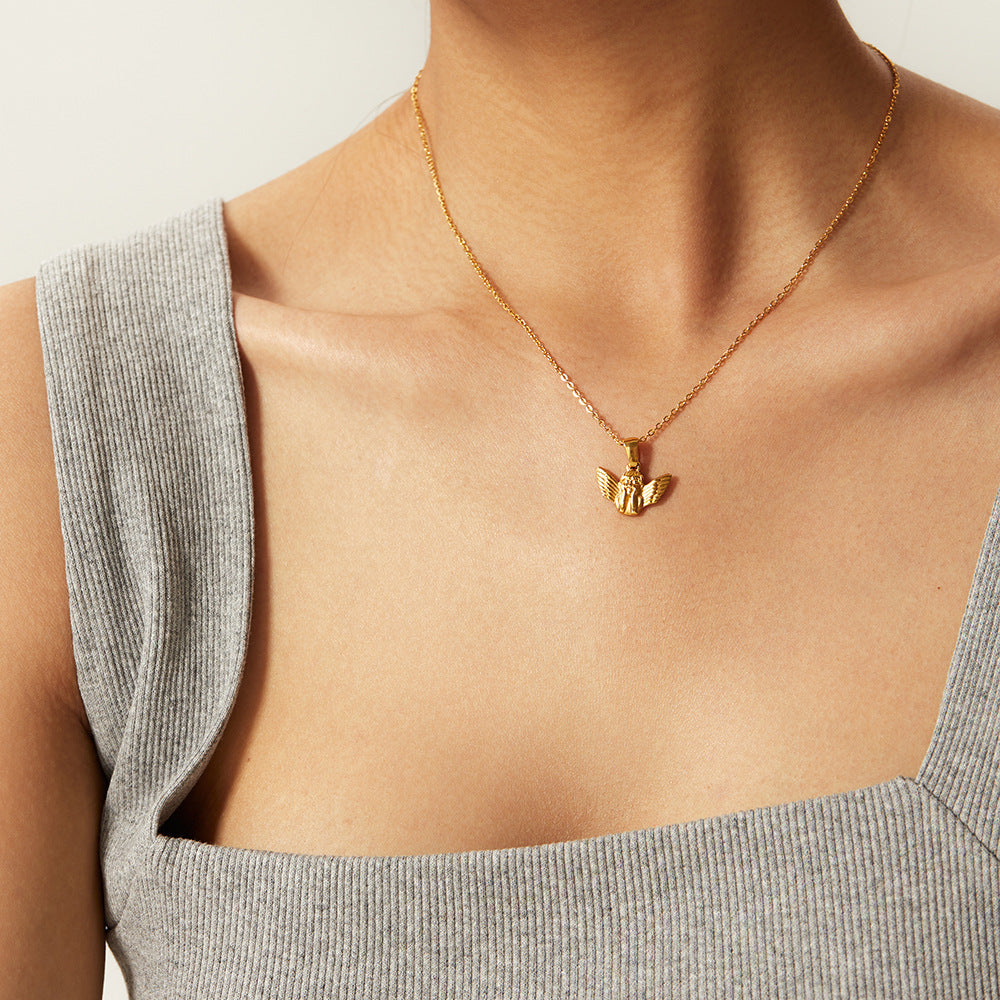 Gold Cherub Angel Pendant Necklace
