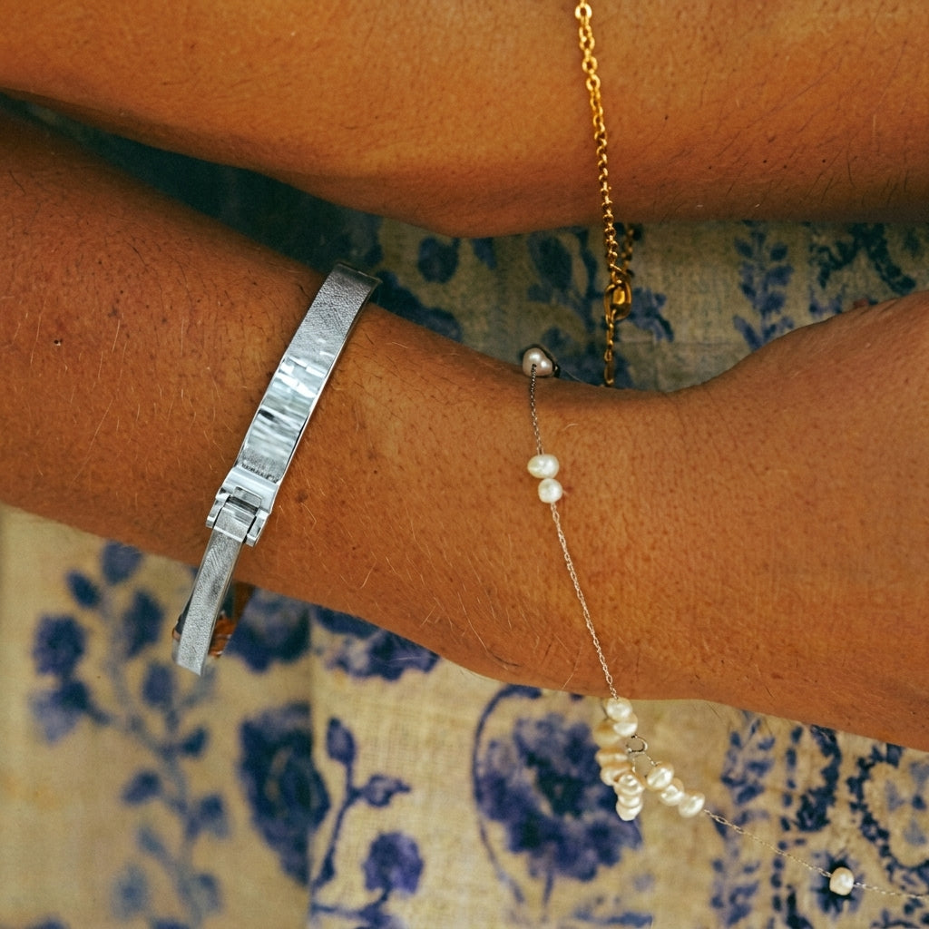 Silver Engravable Bar Bracelet