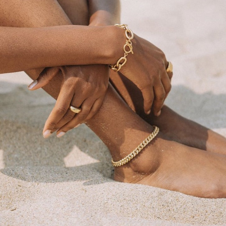 Gold Cuban Link Chain Anklet