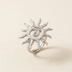 Radiant Sun Spiral Silver Ring