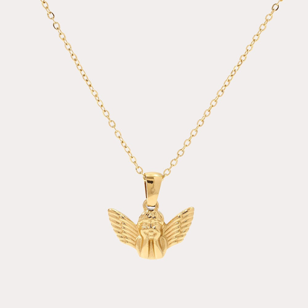 Gold Cherub Angel Pendant Necklace