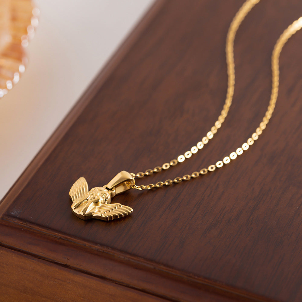 Gold Cherub Angel Pendant Necklace