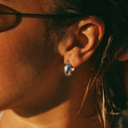 Silver Dome Hoop Earrings