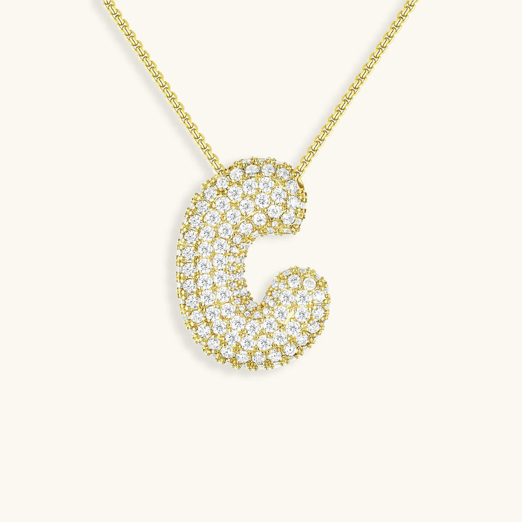 Hailey Bubble Initial Gold Necklace