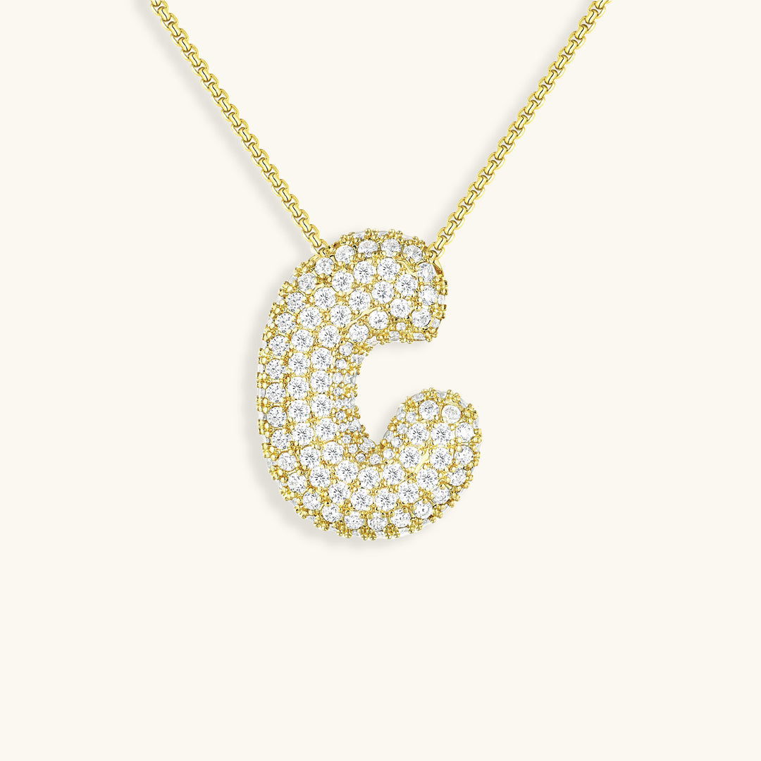 Hailey Bubble Initial Gold Necklace