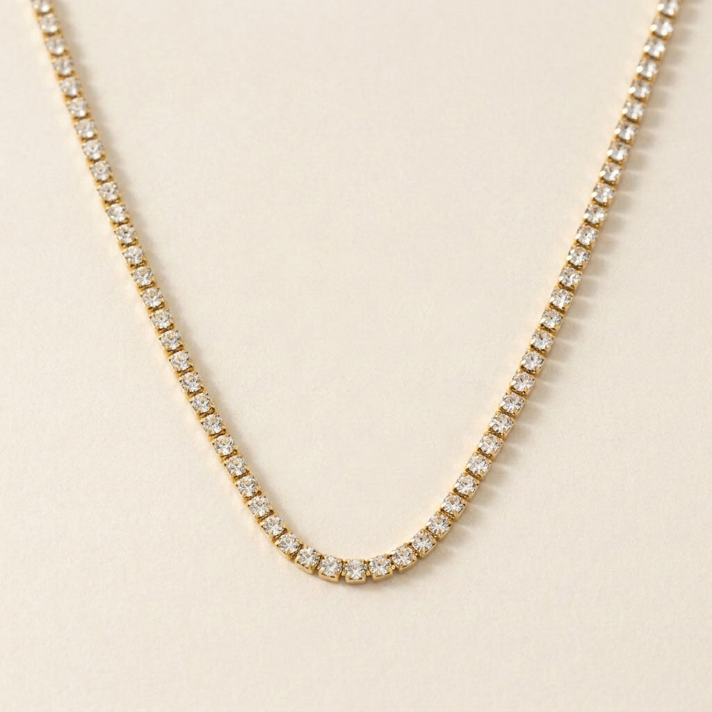 Sparkling Crystal Tennis Necklace