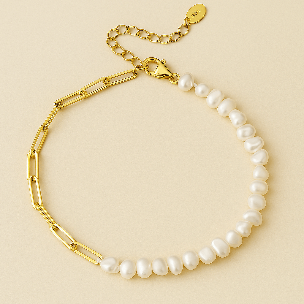 Pearl Paperclip Chain Bracelet