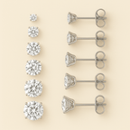 Silver Round Cut CZ Stud Earrings