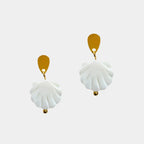 White Shell Pearl Drop Earrings