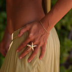 Nautical Starfish Cocktail Ring in Polished Gold