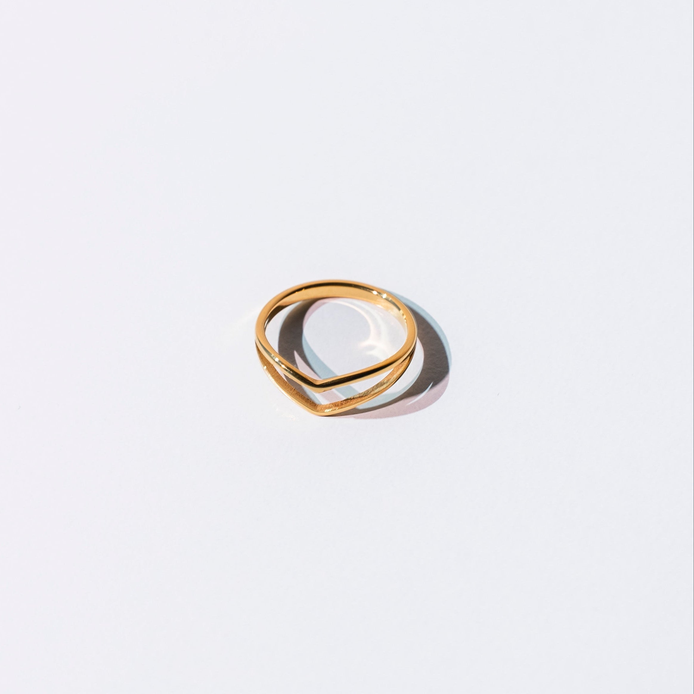 Gold Double Chevron V-Shape Ring