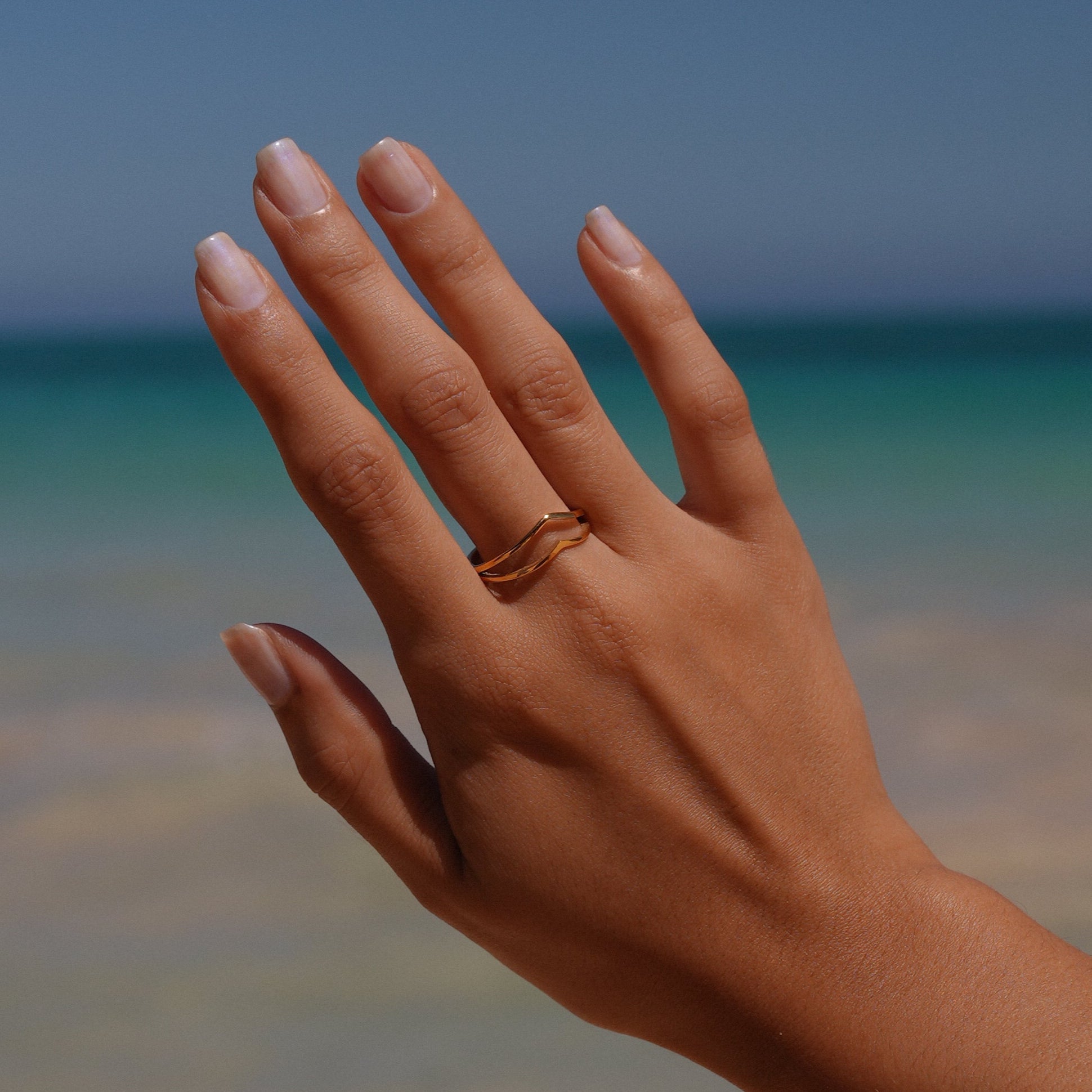 Gold Double Chevron V-Shape Ring