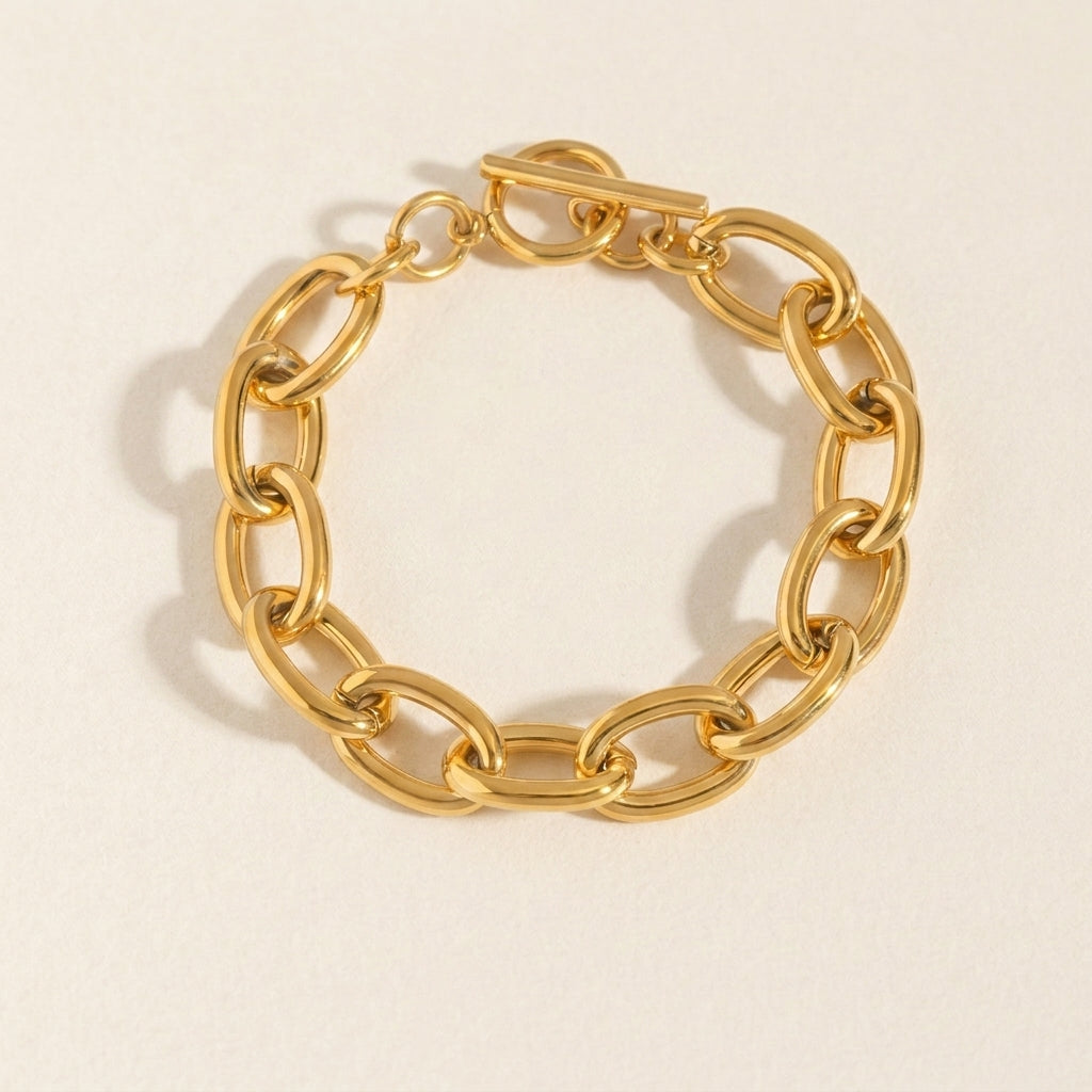 Gold Chunky Oval Link Chain Bracelet