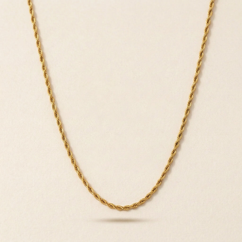 Gold Twisted Rope Chain Necklace
