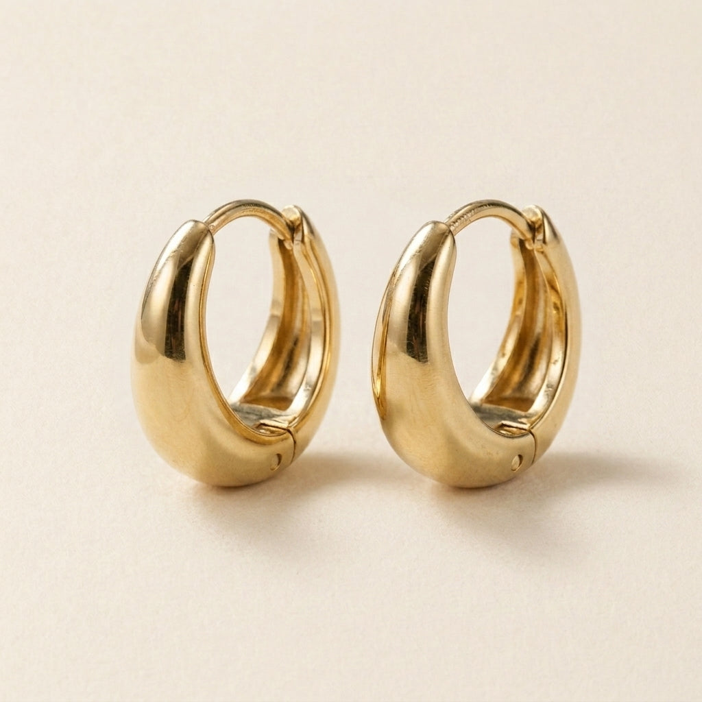 Gold Mini Drop Huggies Earrings