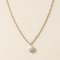 Gold Paperclip Necklace with Pearl Pendant