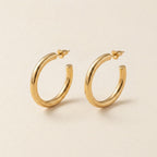 Gold Open Hoop Stud Earrings