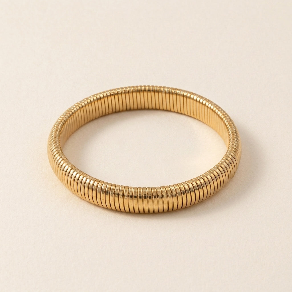 Ribbed Gold Stretch Bracelet