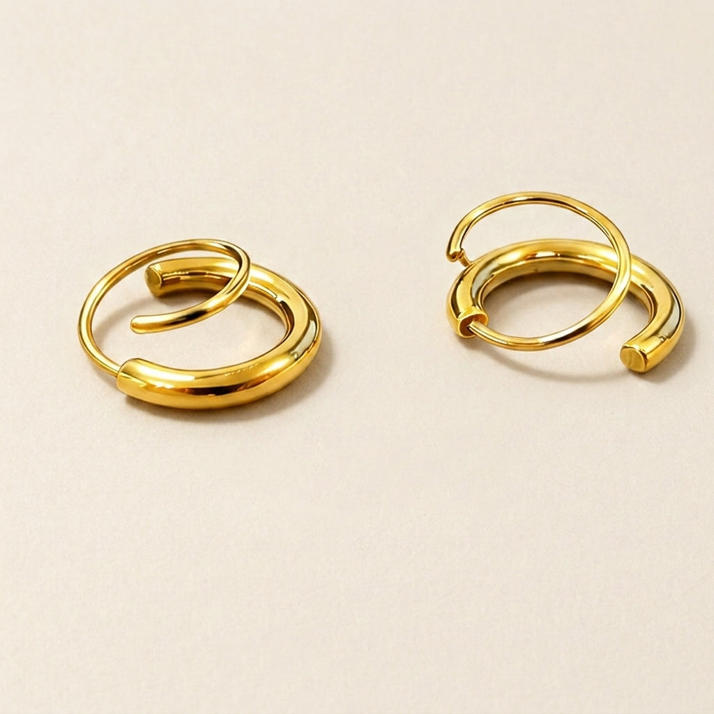 Gold Double Wrap Huggie Hoop Earrings