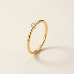 Dainty Gold Birthstone Solitaire Crystal Ring