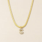 Gold Crystal Initial Pendant Necklace