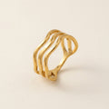 Gold Triple Wave Open Ring