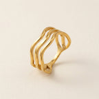 Gold Triple Wave Open Ring