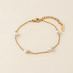 Gold Chain Pearl Station Anklet