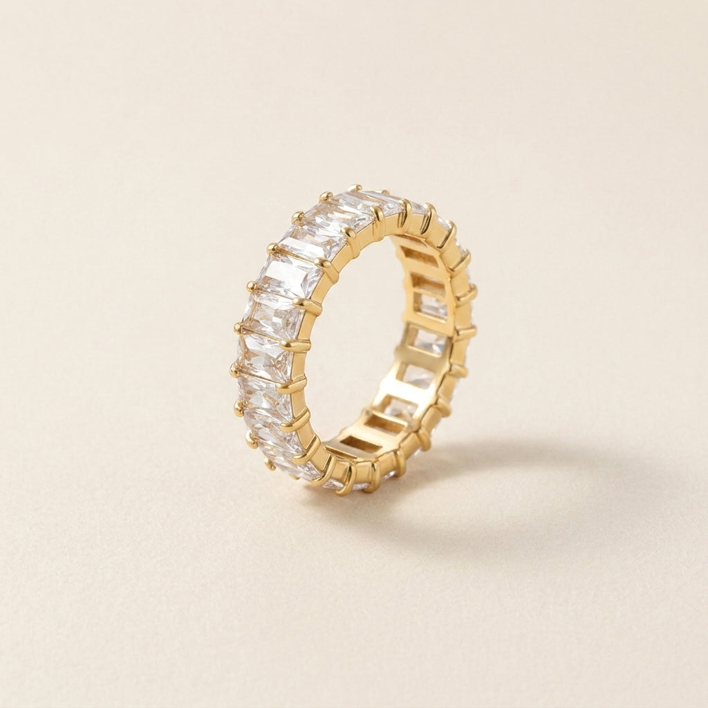 Crystal Eternity Band Gold Ring
