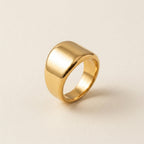 Gold Wide Flat-Top Signet Ring