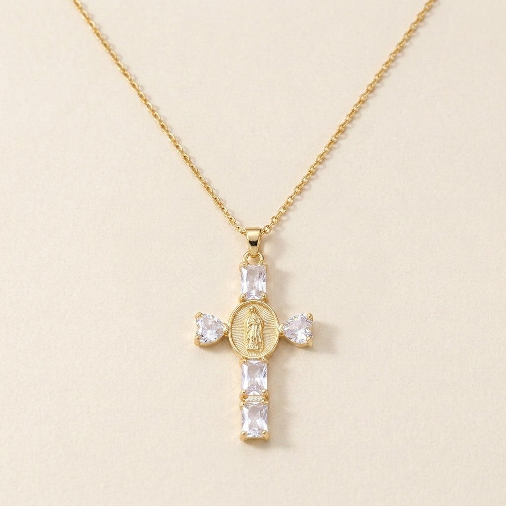 Virgin Mary Cross Pendants Necklace