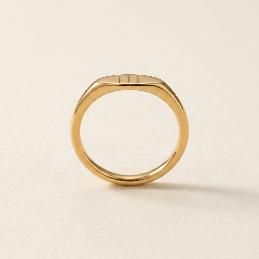 Gold Minimalist Bar Signet Ring