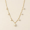 Gold Dangling Pearl Drop Necklace