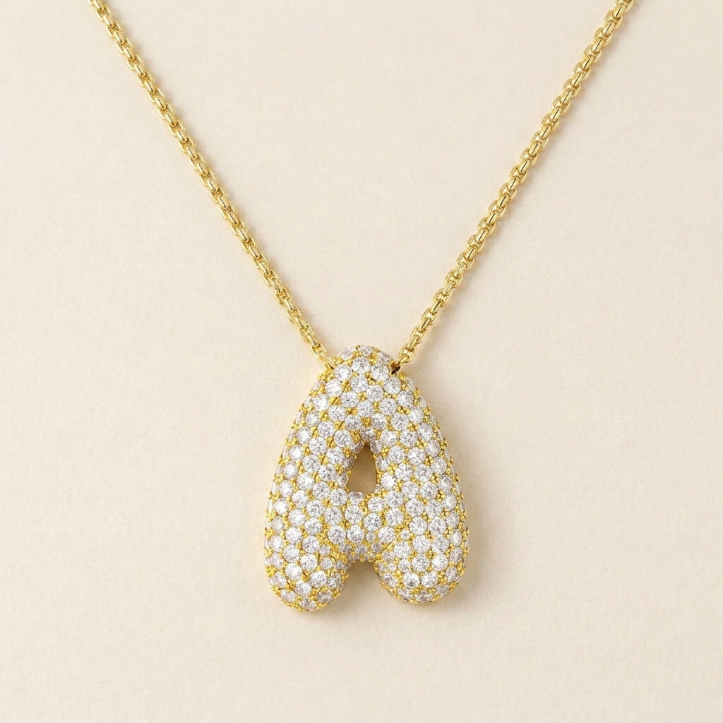 Hailey Bubble Initial Gold Necklace