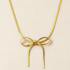 Gold Snake Chain Bow Necklace