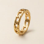 Gold Cuban Link Chain Band Ring