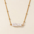 Gold Beaded Chain Baroque Pearl Necklace