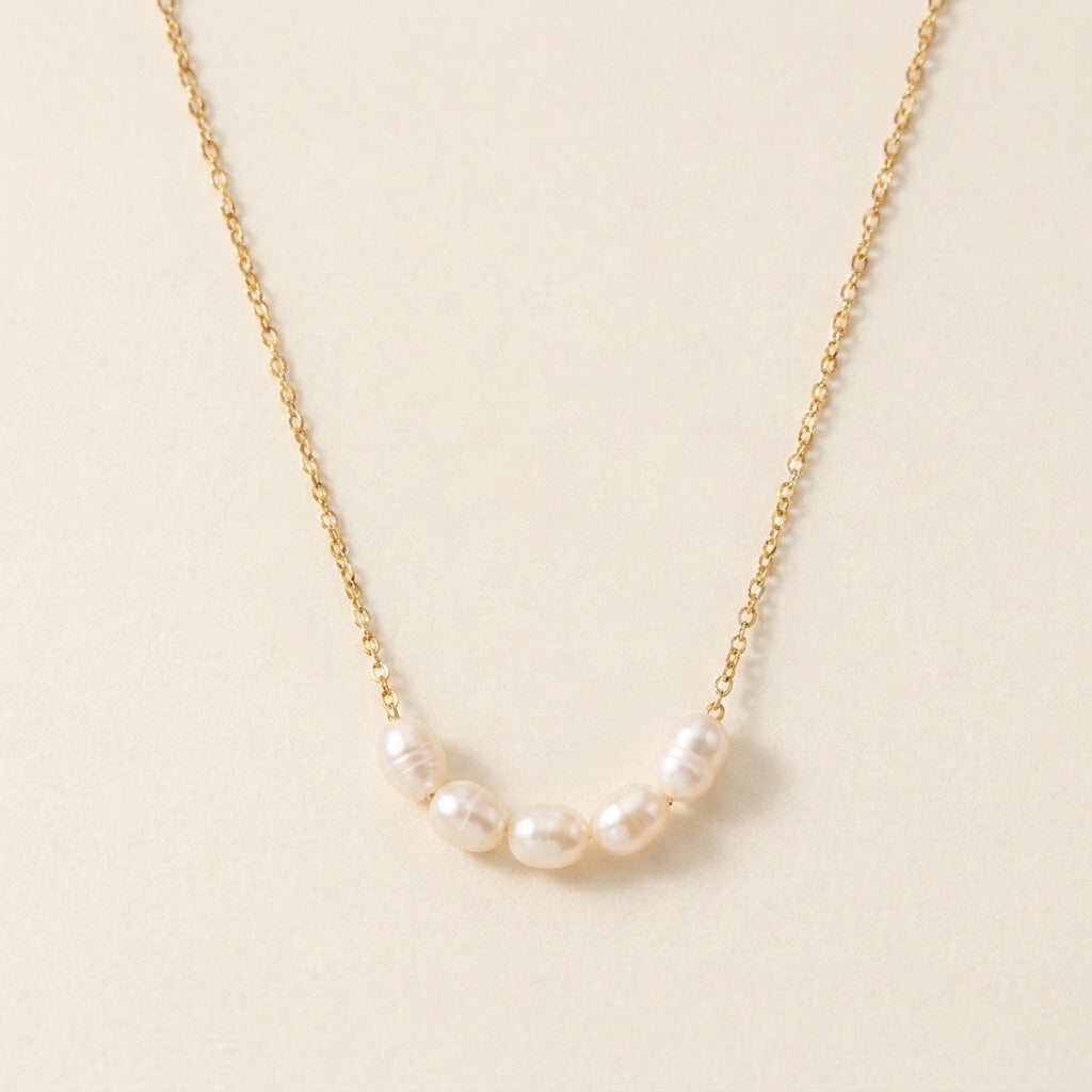 Kona Gold Chain Pearl Cluster Necklace