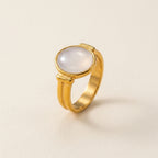 Gold Oval Moonstone Ring